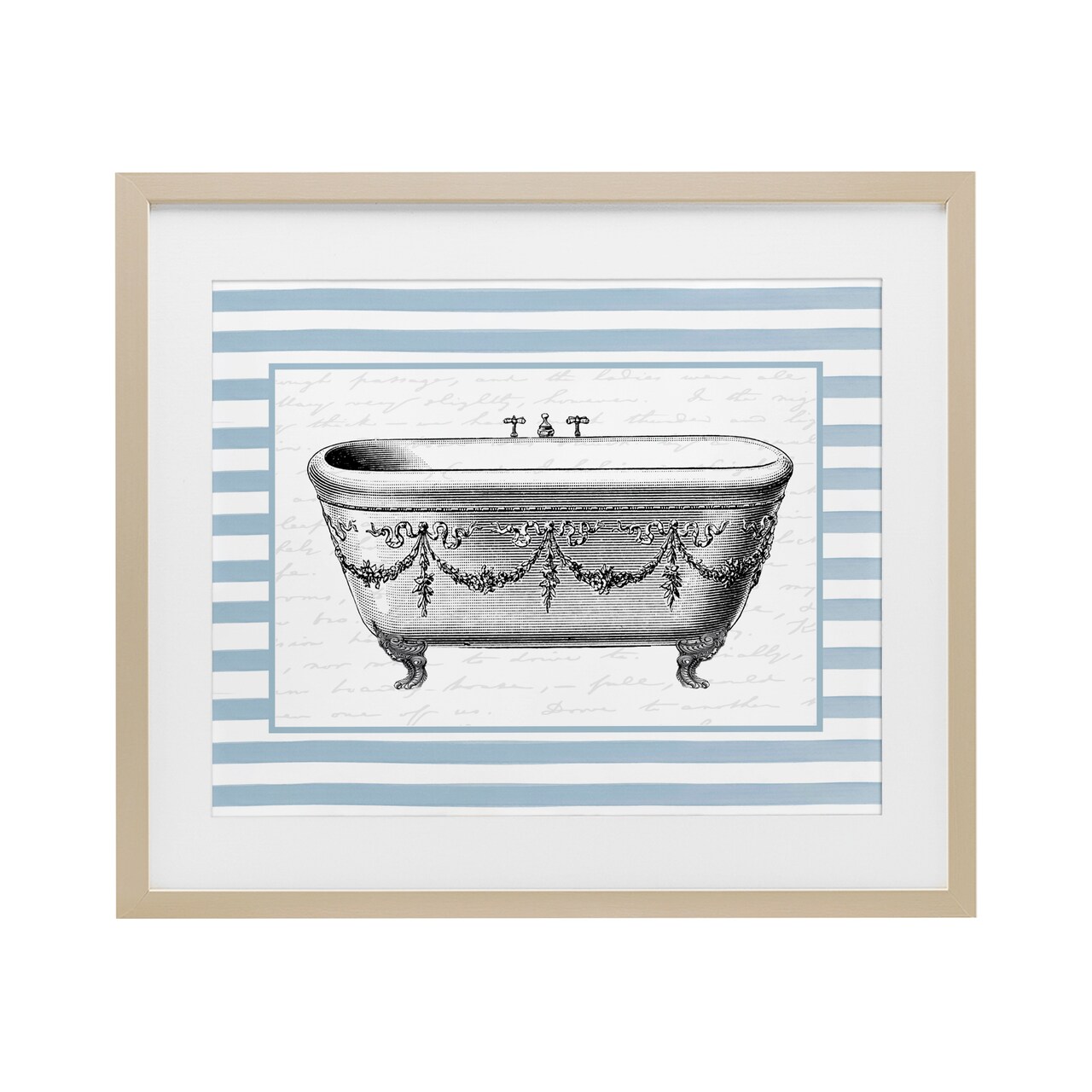 Stupell Industries Ornate Vintage Tub on Stripes Black Framed Print Under Glass, design by Lettered and Lined